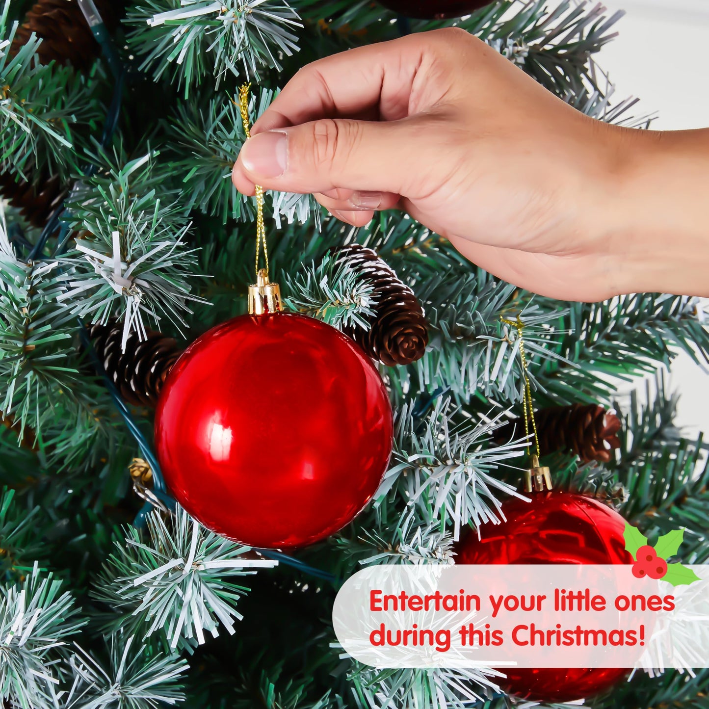 18 Pcs Red Christmas Ball Ornaments