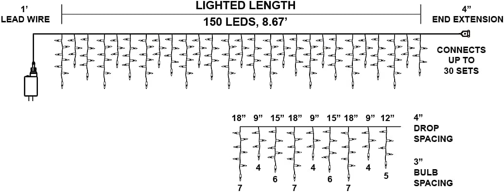 150 M5 LED Black Wire Icicle Lights (Orange & Purple), 3 Packs