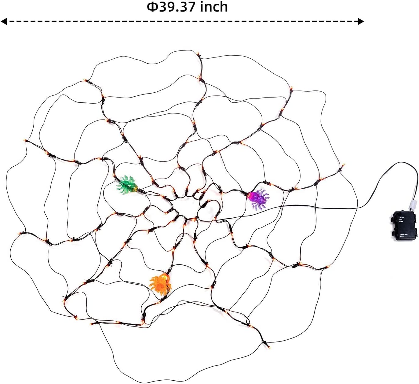2 Pack Halloween Spider Web Lights with 3 Lighted Spiders