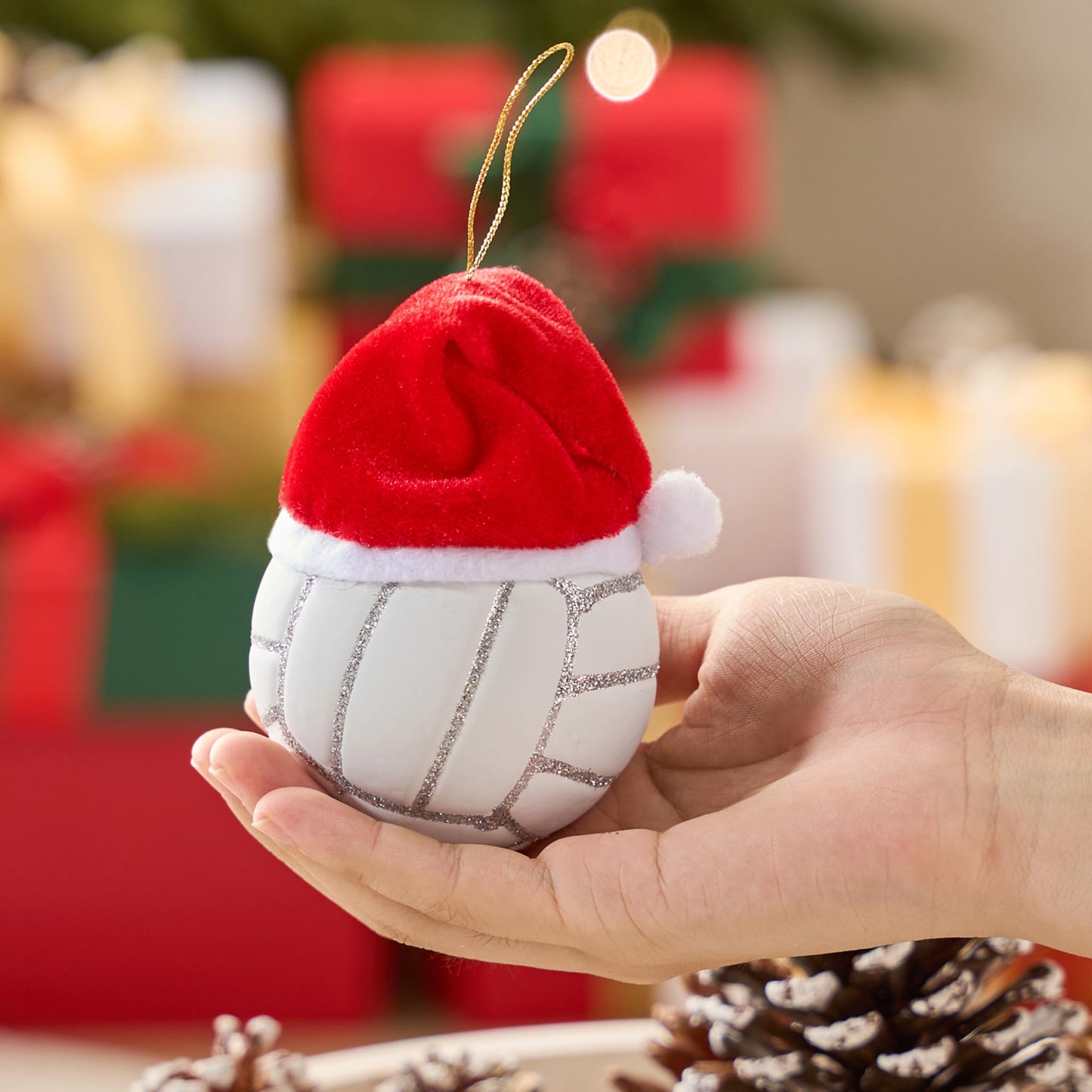 Christmas Volleyball Glass Mini Ornament