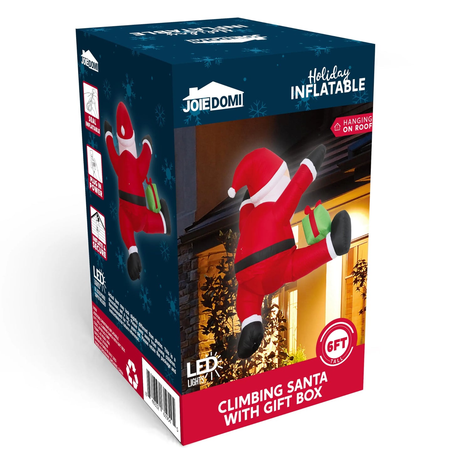 6ft Climbing Santa with Gift Box Inflatable Decoration