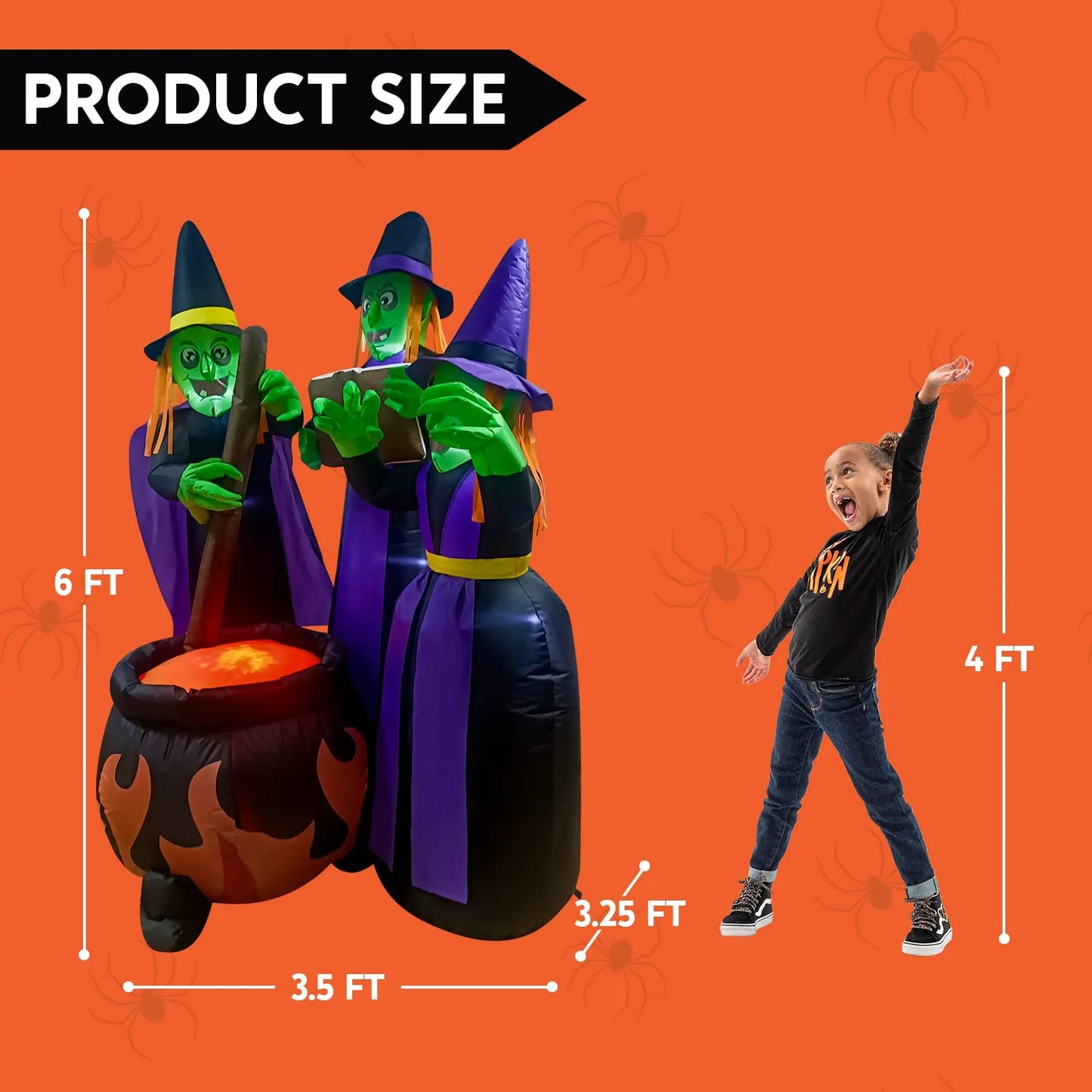 6ft Halloween Three Witch Around Cauldron Inflatable