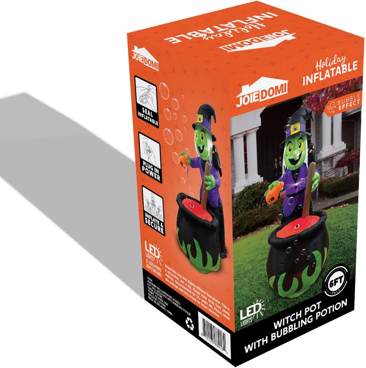 6 ft Tall Witch Pot with Bubbling Potion Halloween Inflatable