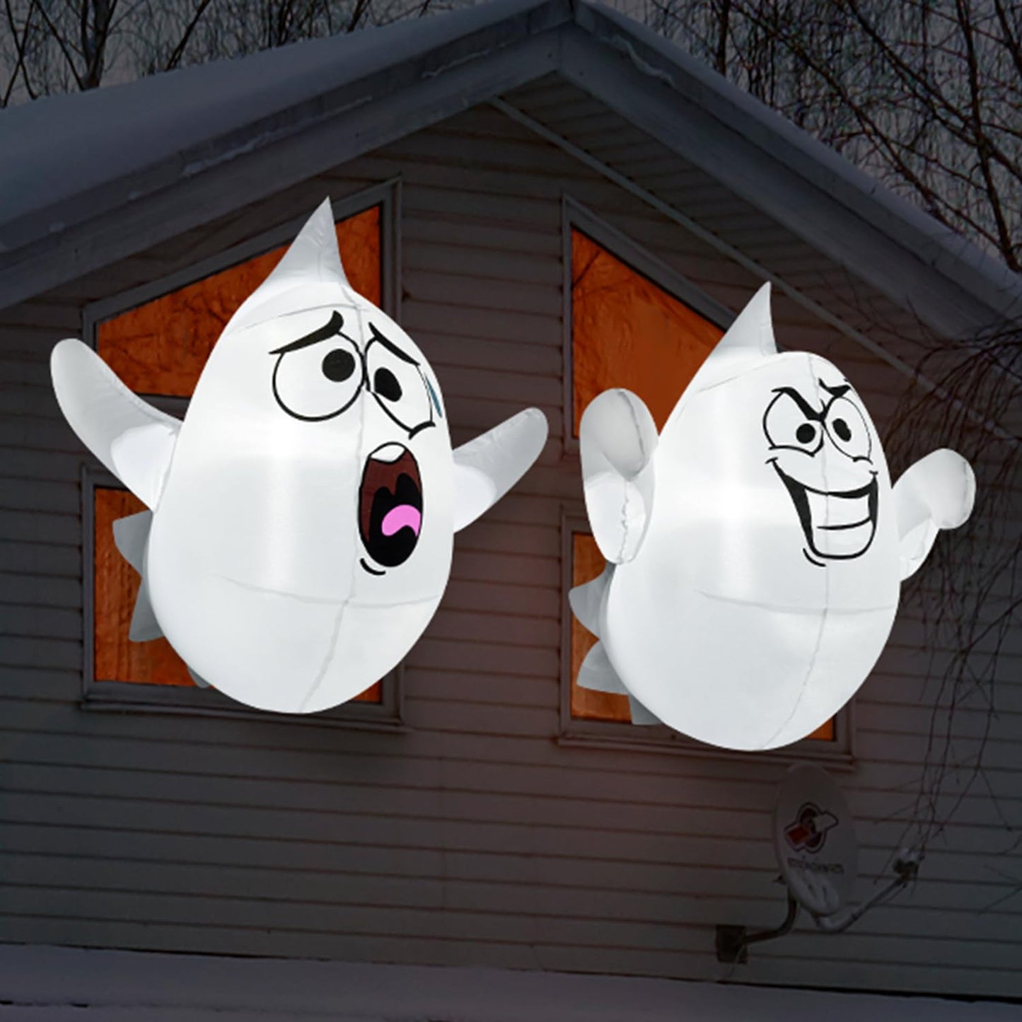 2 Pcs Halloween Inflatables Ghost for Window Decorations