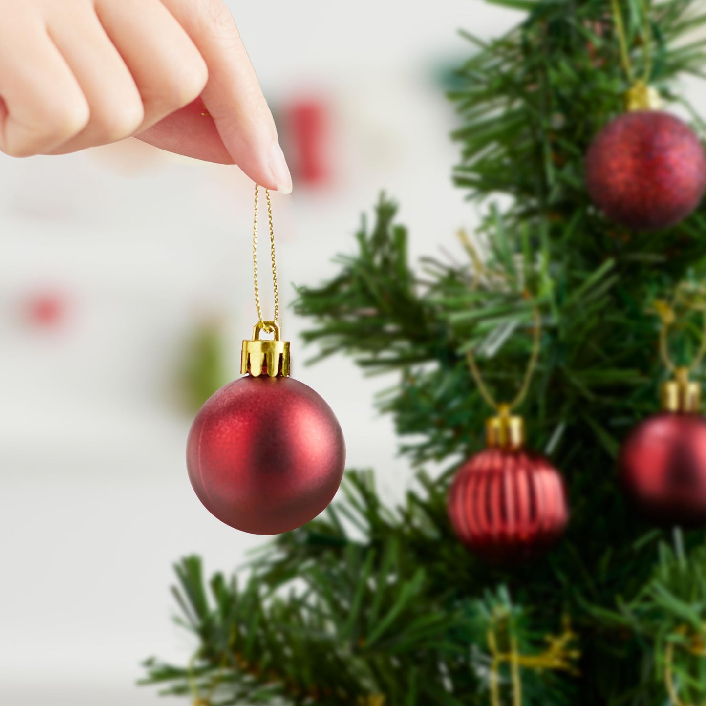 24 Pcs 1.6" Burgundy Red Christmas Balls Ornaments Set