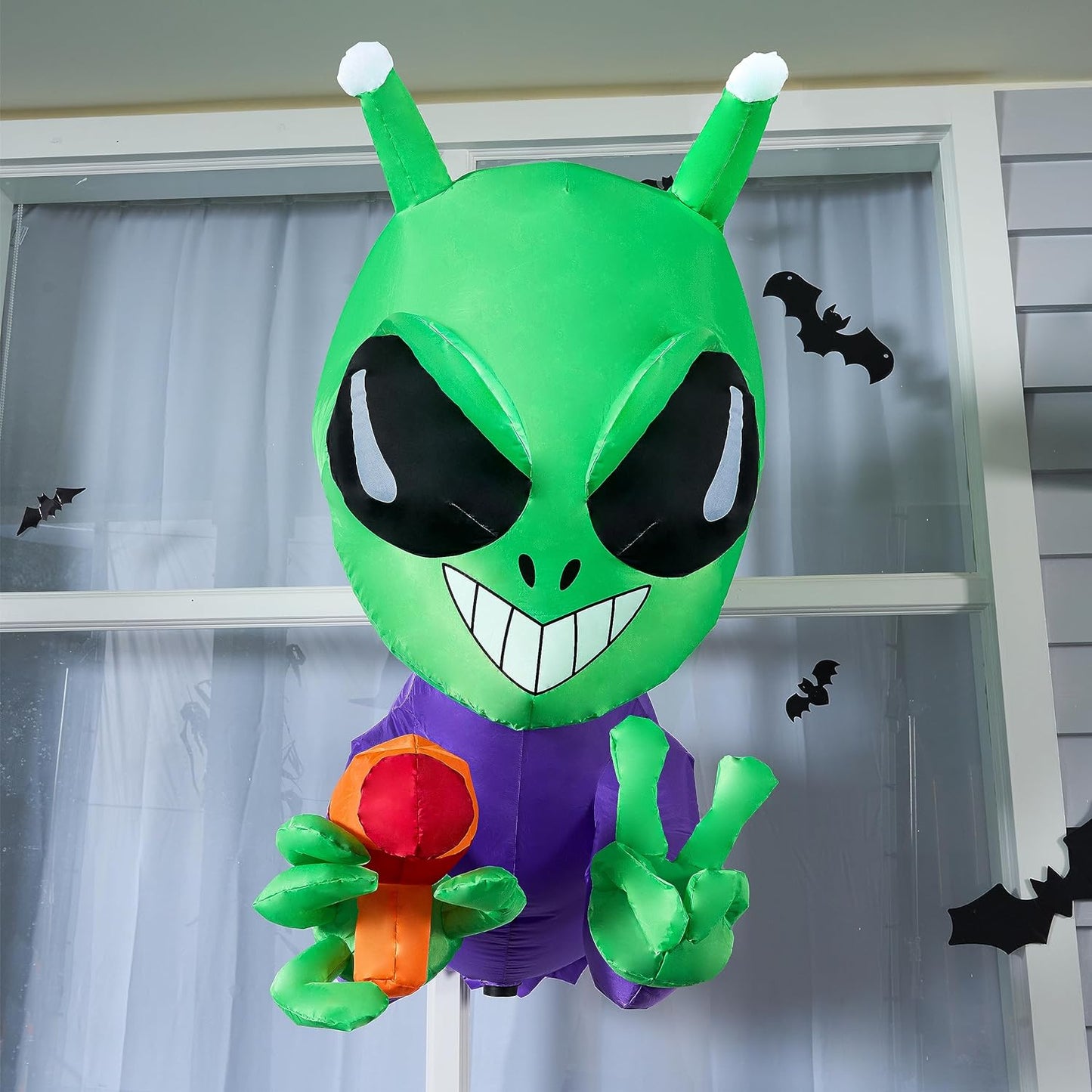 Joiedomi 4.5 FT Halloween Inflatable Alien Window Breaker with Built-in LED