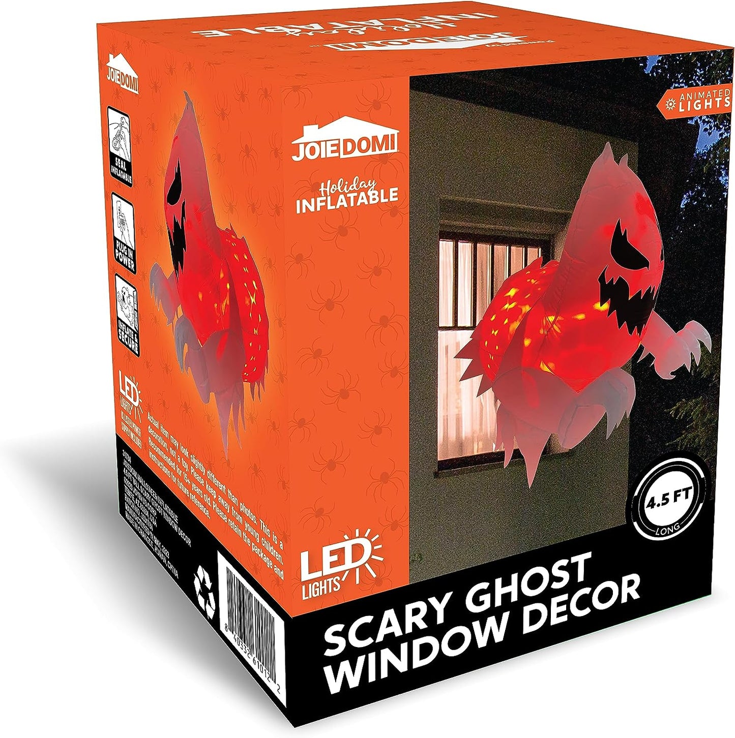4.5ft Halloween Inflatable LED Light Ghost Broke Out from Window