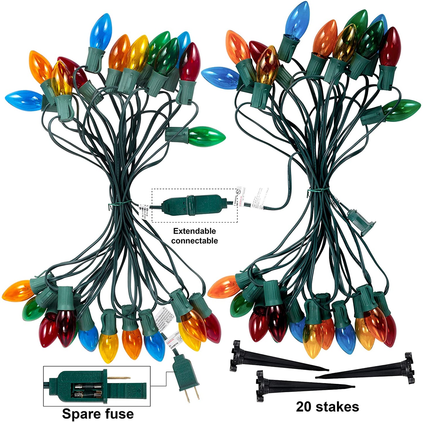 Christmas Multicolored Pathway Marker String Lights - 24pcs