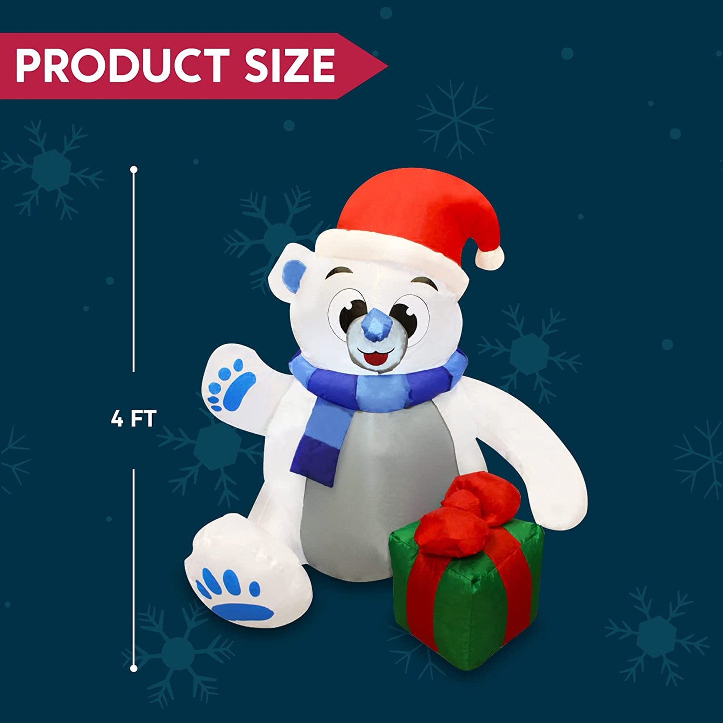 Tall Waving Polar Bear Inflatable (4 ft)