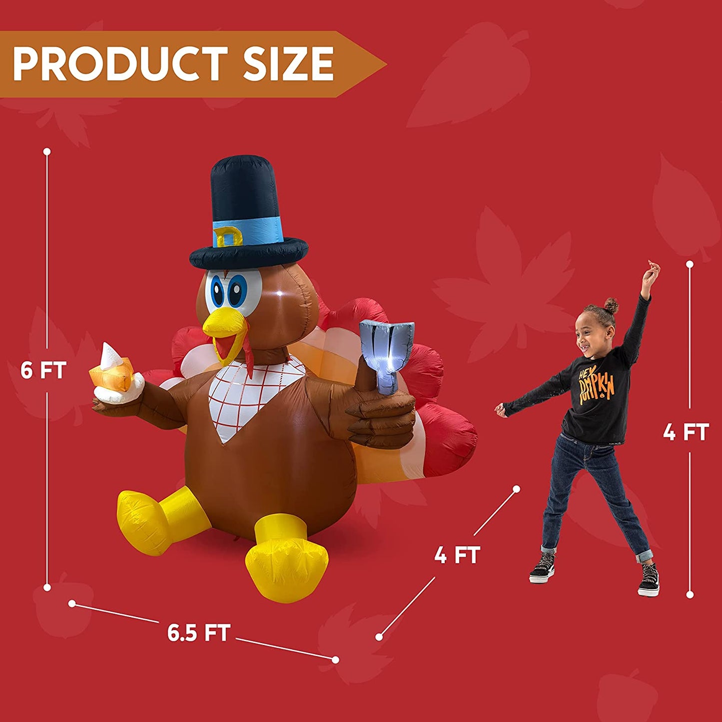 6 Feet Thanksgiving Inflatable Turkey Eating Pie