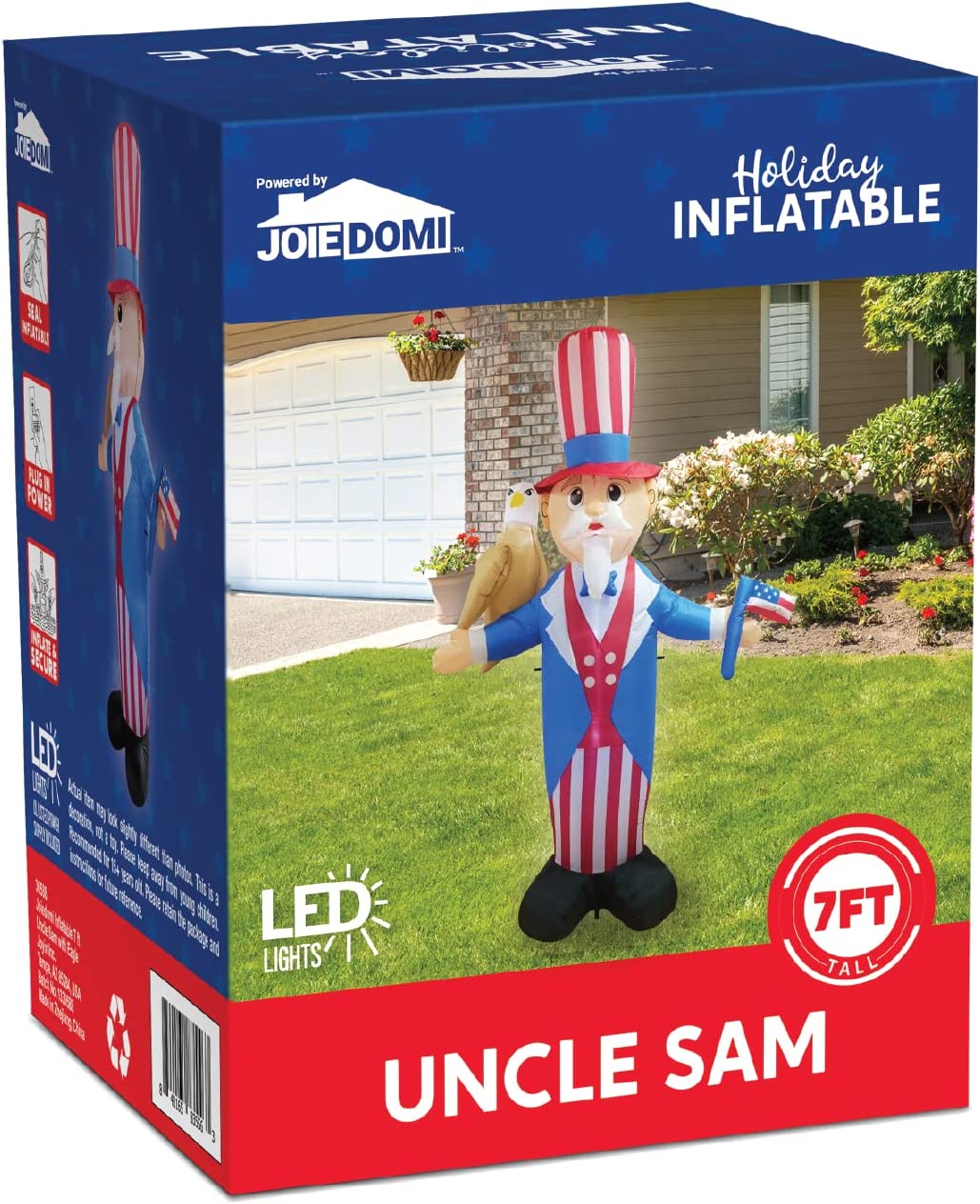 7ft Patriotic Inflatable Uncle Sam with Eagle and America Flag