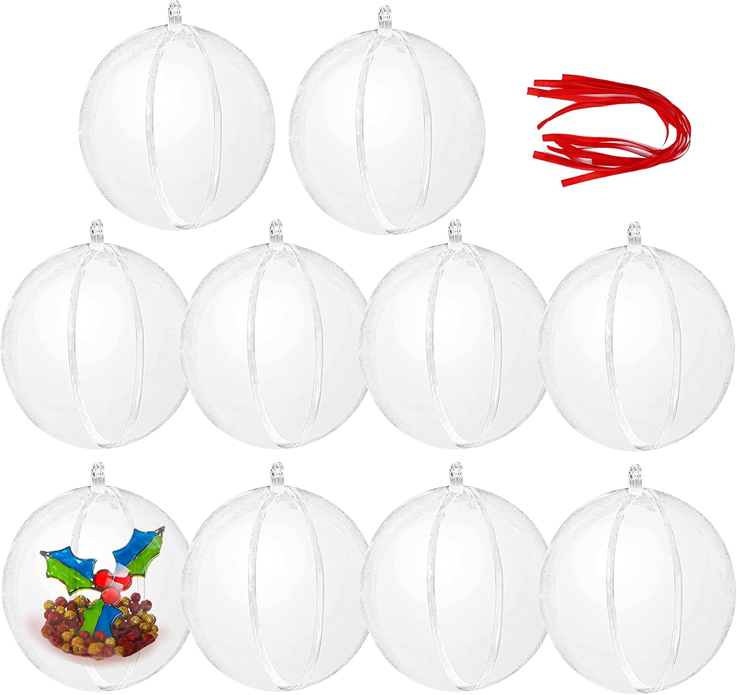 JOIEDOMI  3.5In PLASTIC FILLABLE CHRISTMAS BALL ORNAMENTS, 10 PCS –  Joiedomi