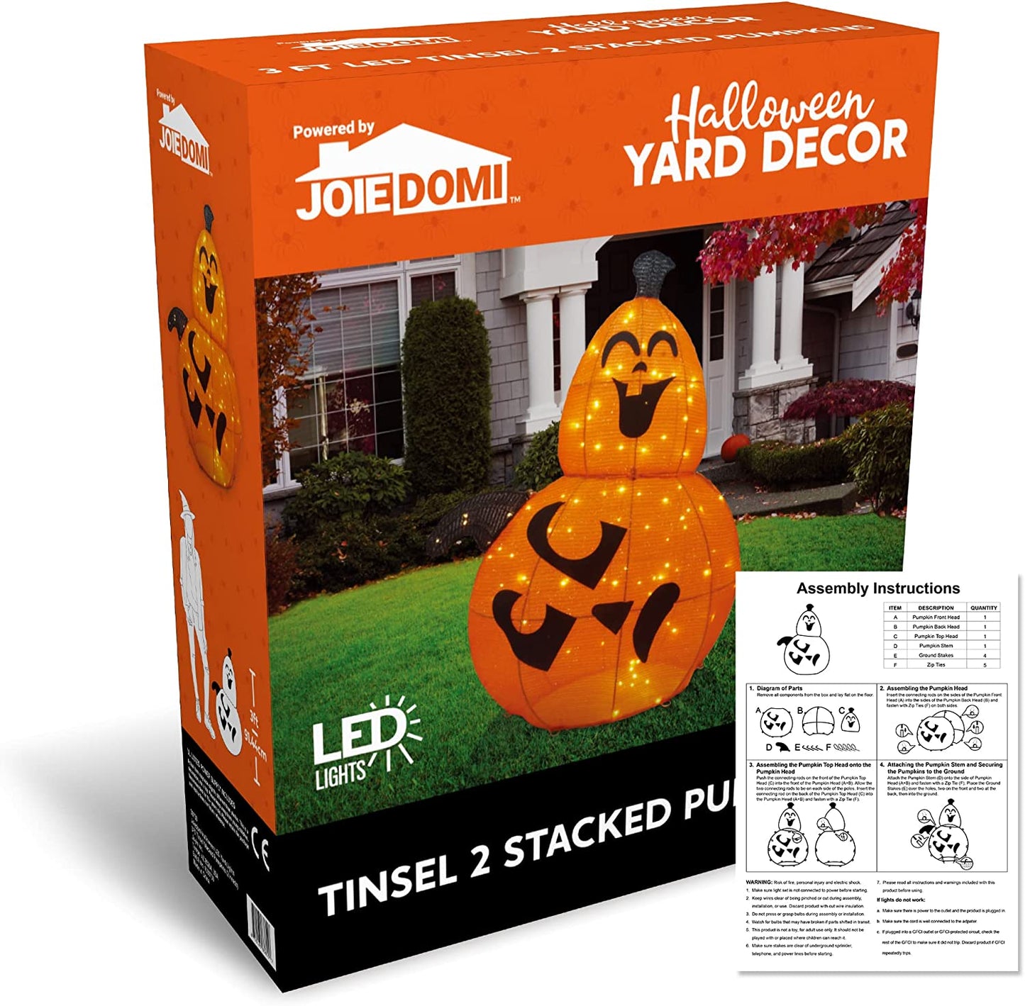 3ft Tinsel Stacked Pumpkins (2 Heads)