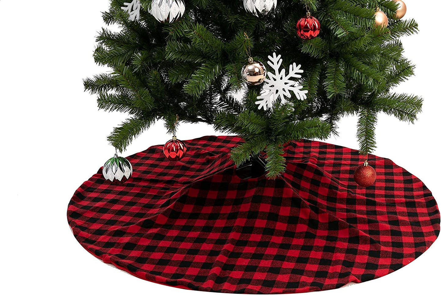 48in Red Plaid Christmas Tree Skirt
