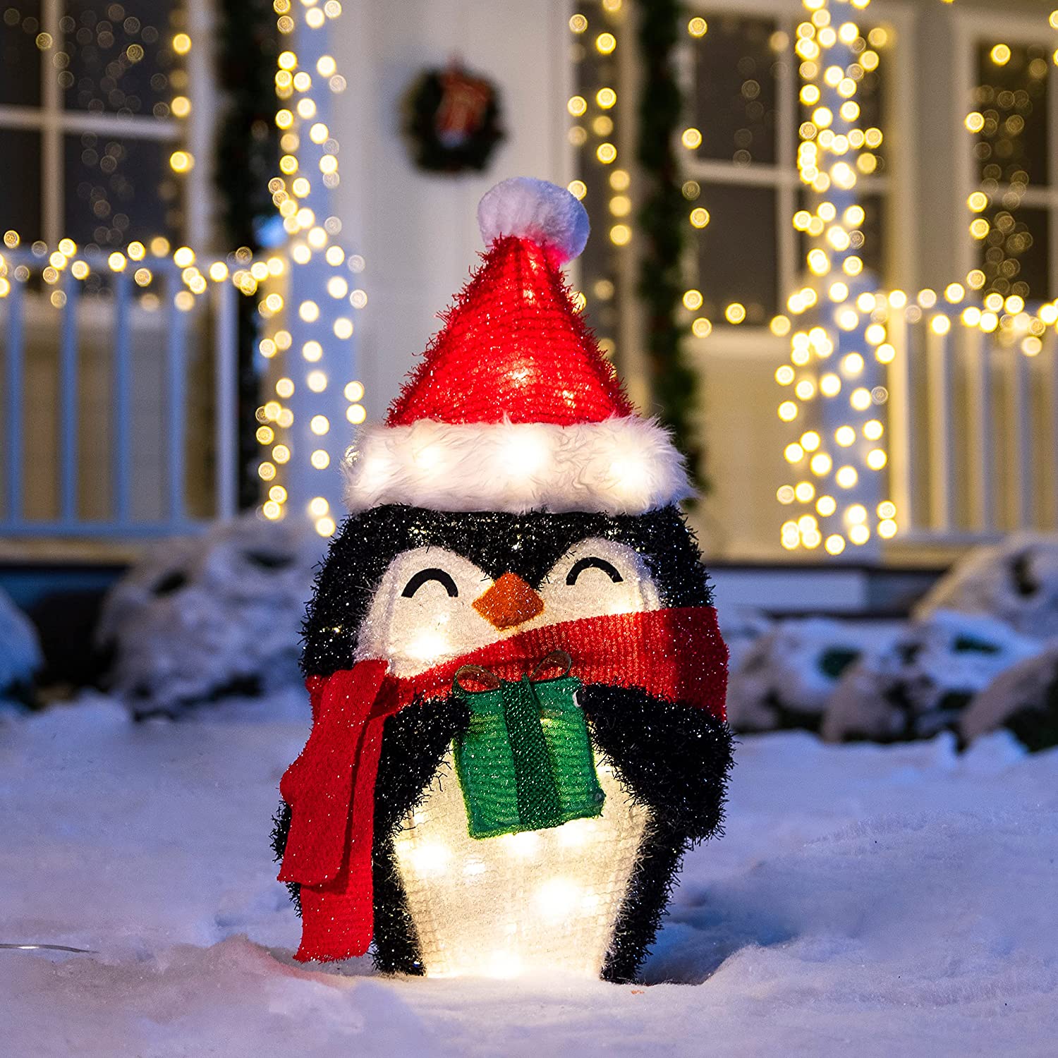 YanHoo Christmas Decorations Outdoor Yard Christmas Decorations Outside  Clearance Snowman LED Light Up Penguin Christmas Decoration Garden  Luminescent