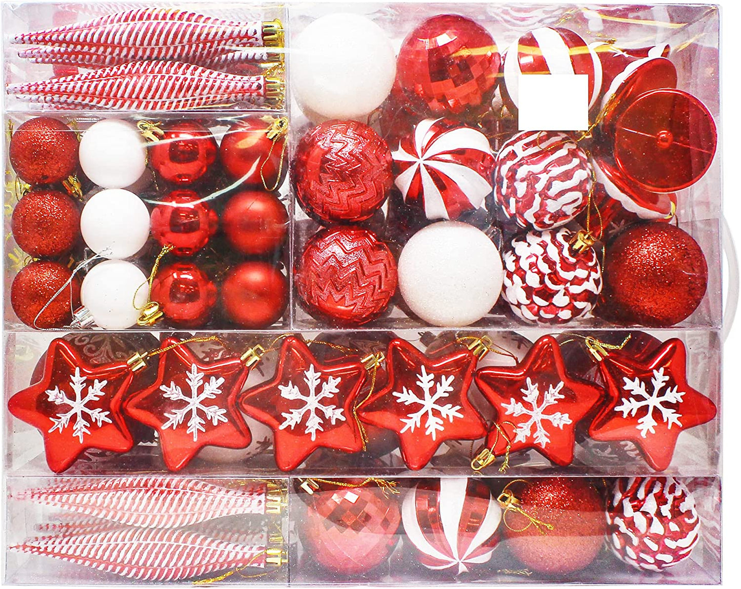 157 Pcs Red and White Christmas Ornaments