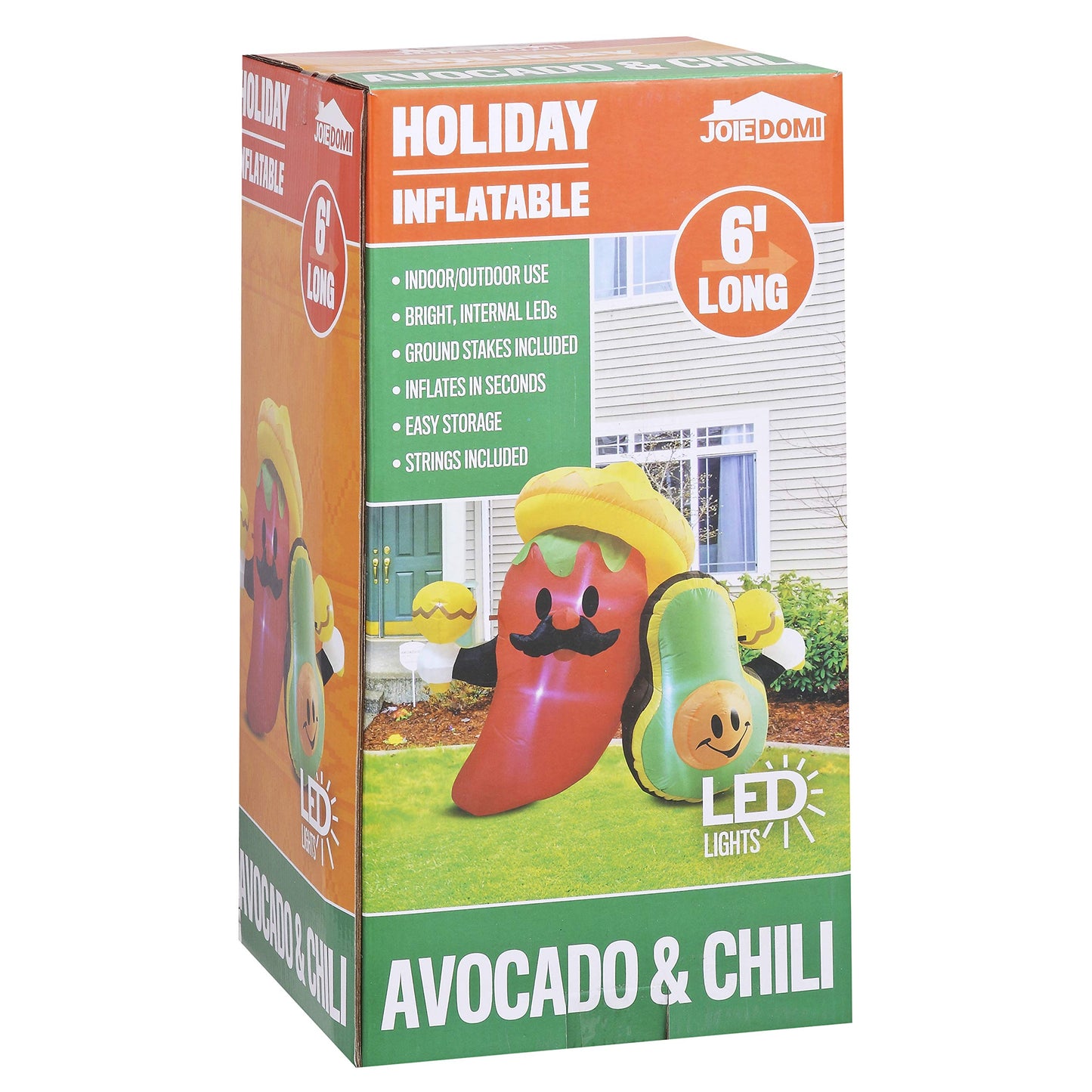 Large Inflatable Long Cinco De Mayo Avocado and Chili (6 ft)