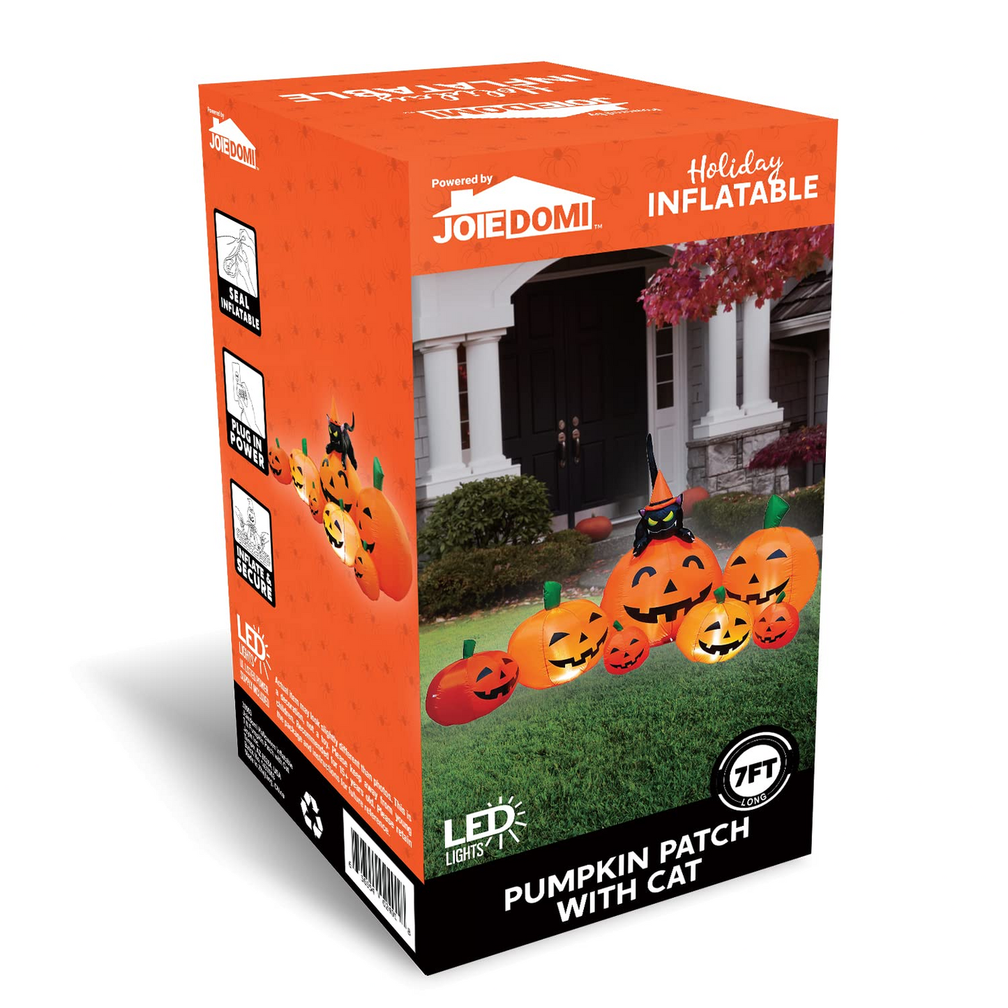 Large Halloween Pumpkin Patch with Cat Inflatable 7 ft