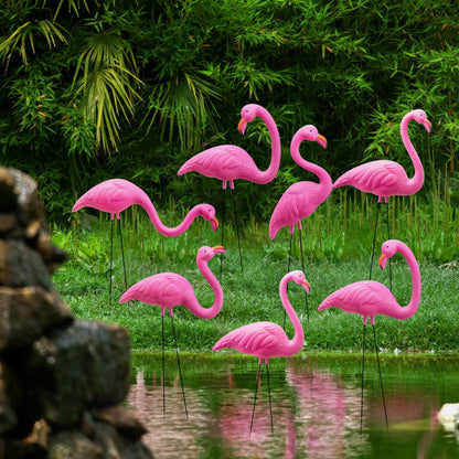 10Pcs Small Pink Flamingo Yard Ornament
