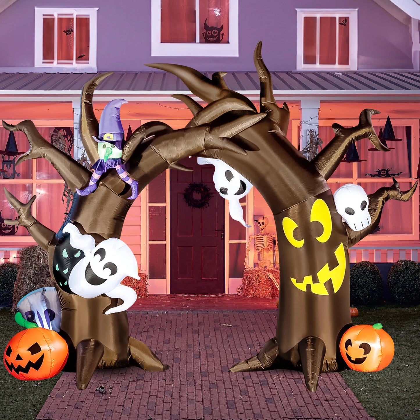 10ft Halloween Inflatable Tree Archway with Skulls and Characters