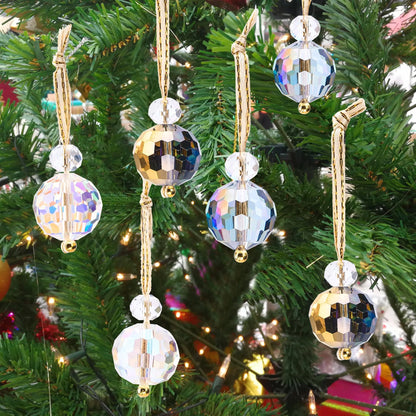 12Pcs 0.8in Mini Christmas Colorful Prism Glass Ball Ornament for Tree Decoration