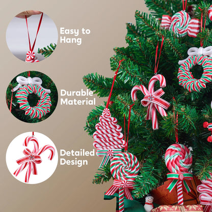 12 Pcs Christmas Candy Lollipop Ornament with Candy Canes