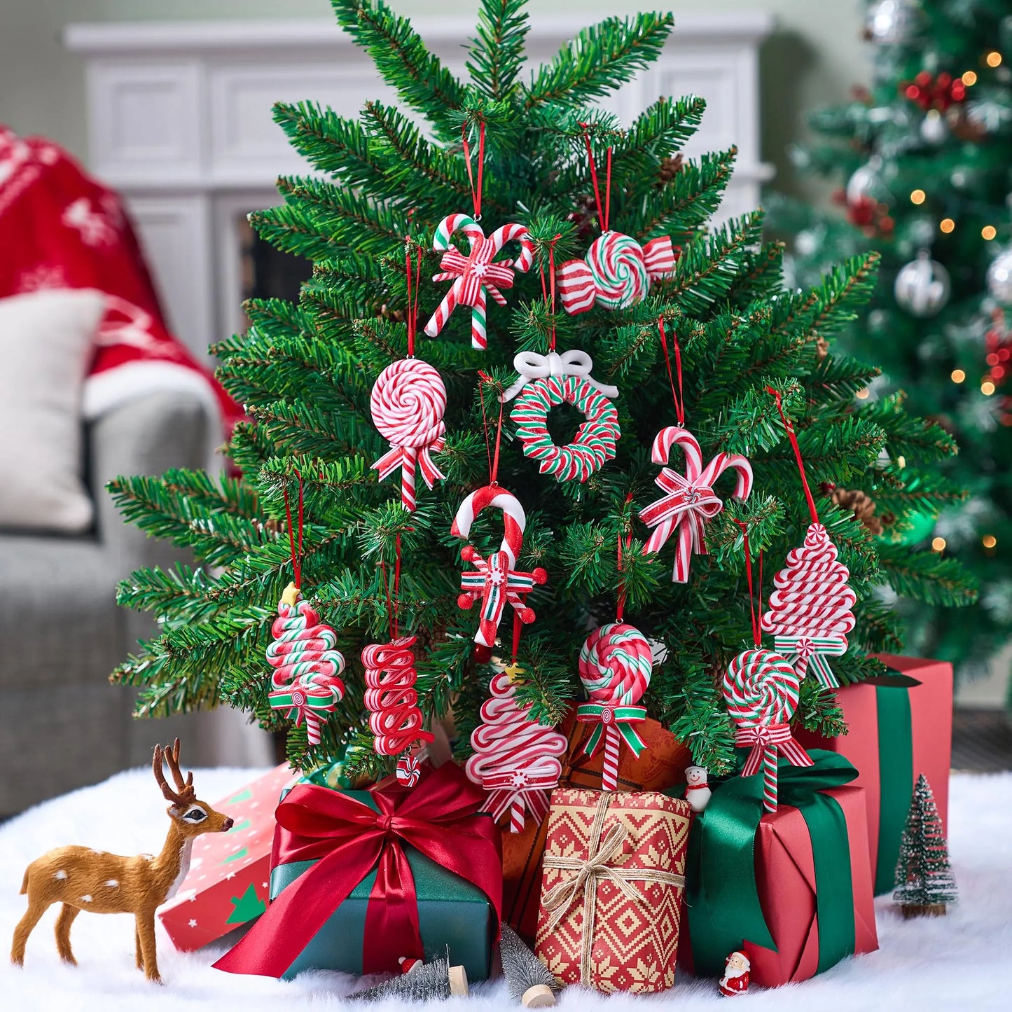 12 Pcs Christmas Candy Lollipop Ornament with Candy Canes