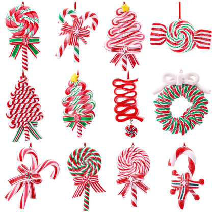 12 Pcs Christmas Candy Lollipop Ornament with Candy Canes