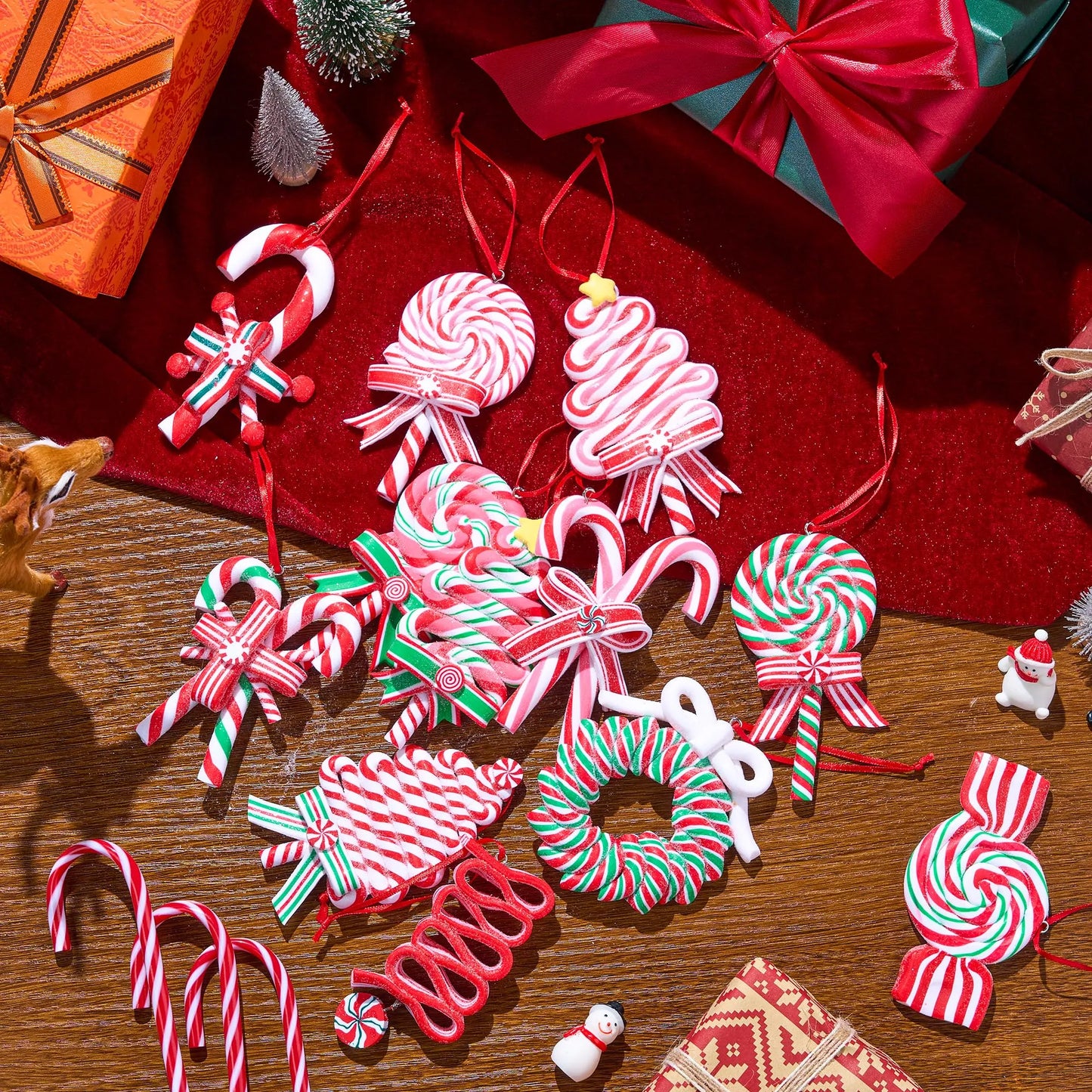 12 Pcs Christmas Candy Lollipop Ornament with Candy Canes