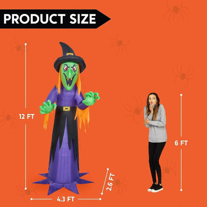 12ft Giant Creepy Witch Halloween Inflatable Decoration