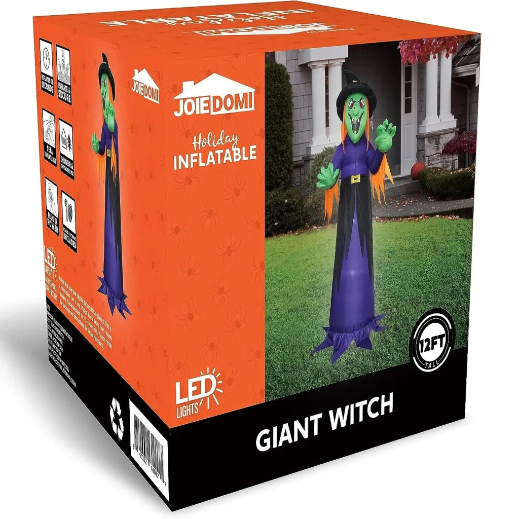 Joiedomi 12ft Giant Creepy Witch Halloween Inflatable Decoration
