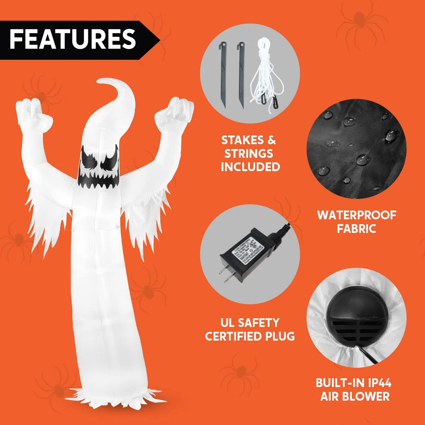 12 Feet Halloween Inflatable Scary Spooky Ghost