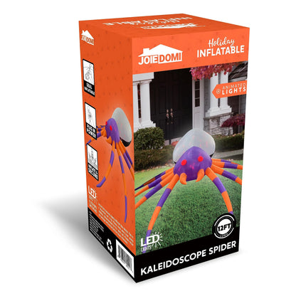 Joiedomi 12ft Halloween Inflatable Spider with Built-in Rotating LEDs