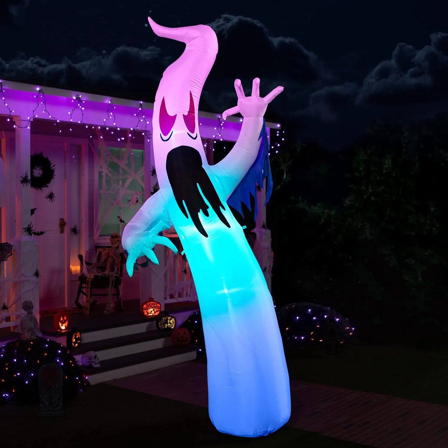 12ft Tall Scary Midnight Ghost Halloween Inflatable