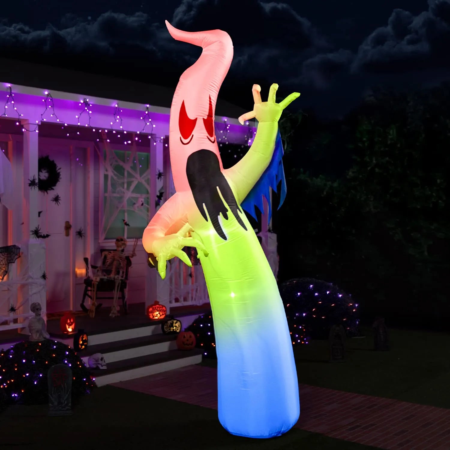 JOIEDOMI 10 ft. Tall Scary Midnight Ghost Halloween Inflatable