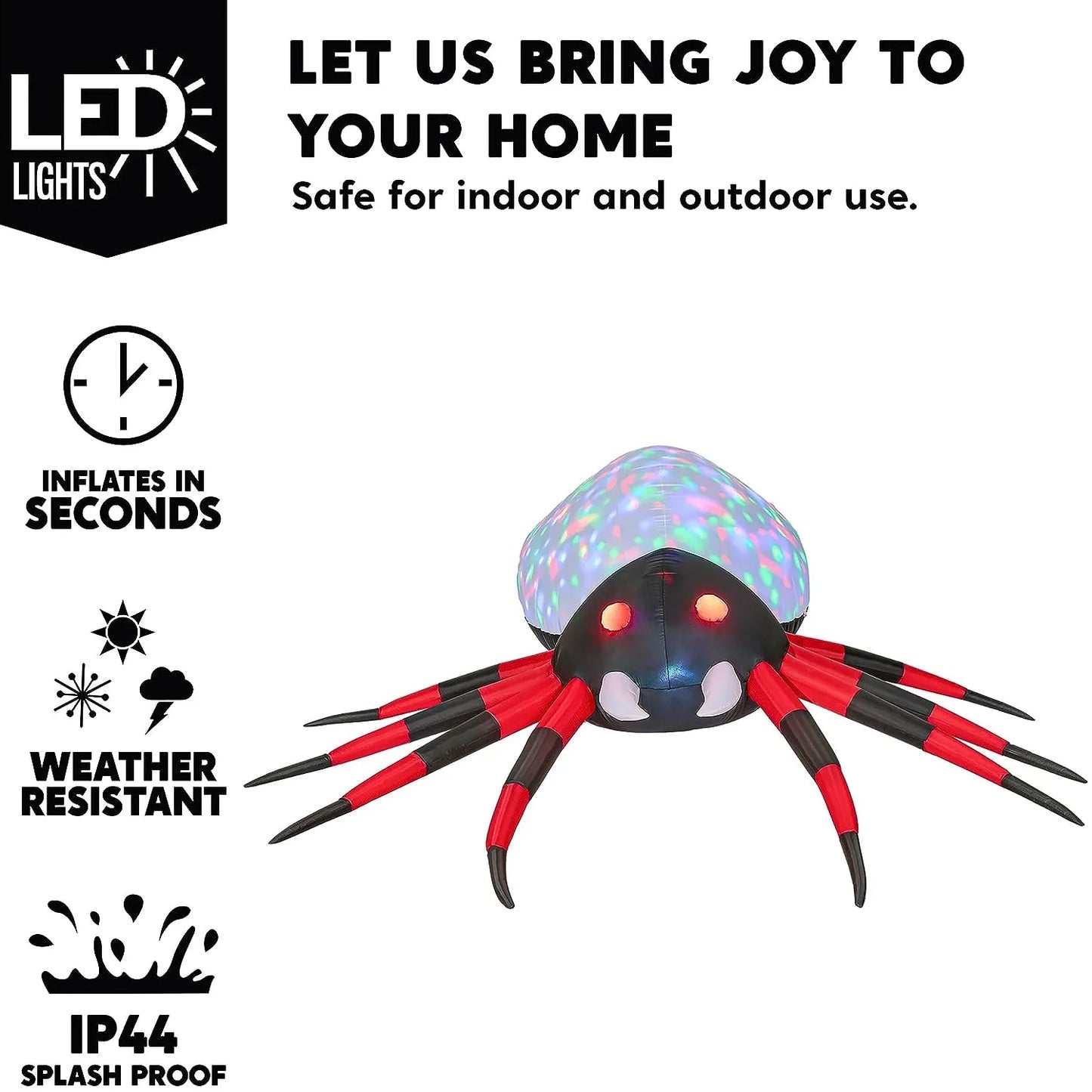 Joiedomi 12ft Long LEDs Halloween Inflatable Spider