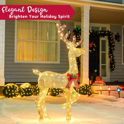 150 LED Lighted Christmas Outdoor Decorations Xmas Reindeer Yard Lights Decor