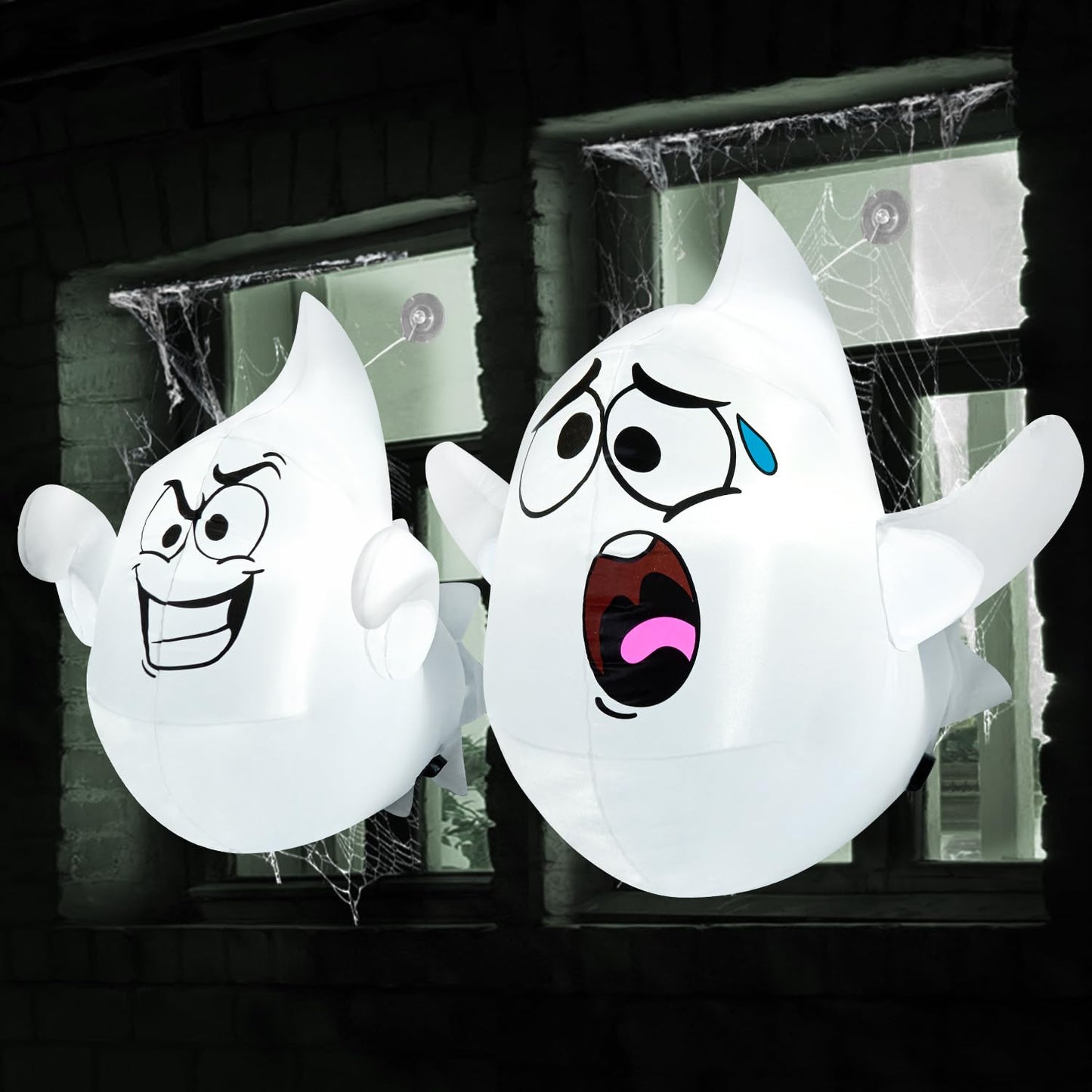 2 Pcs Halloween Inflatables Ghost for Window Decorations