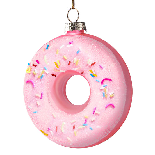 Pink Donut Food Mini Christmas Ornaments