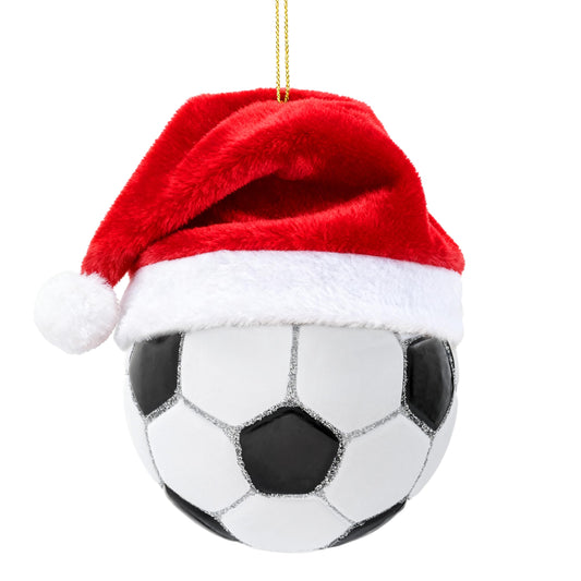 Christmas Soccer Glass Small Ornament