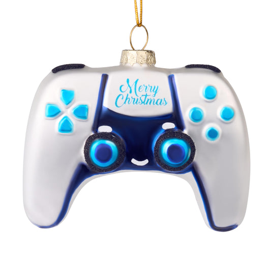 Mini Christmas White Video Game Controller Glass Small Ornament