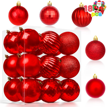 18 Pcs Red Christmas Ball Ornaments