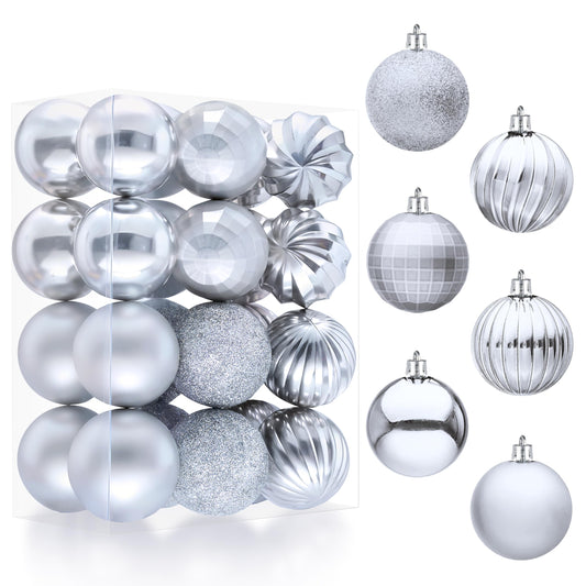 24 Pcs 2.36" Silver Christmas Balls Ornaments