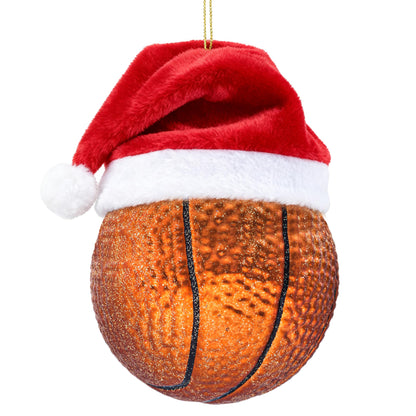 Mini Blown Christmas Basketball Glass Ornament