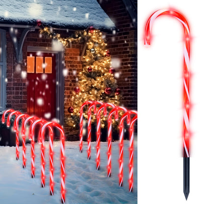 12 Pcs Christmas Candy Cane Pathway Markers Lights