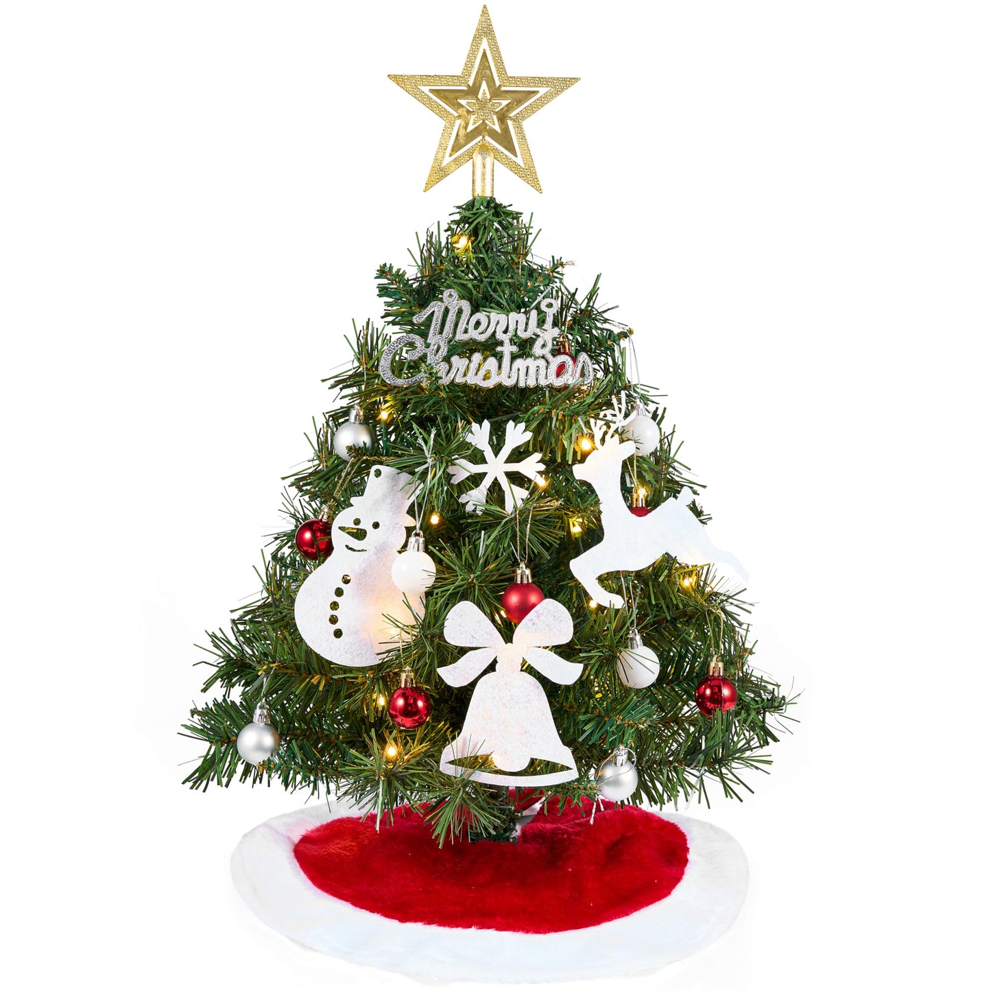 24"/2FT Small Christmas Tree with Lights & Tree Skirt