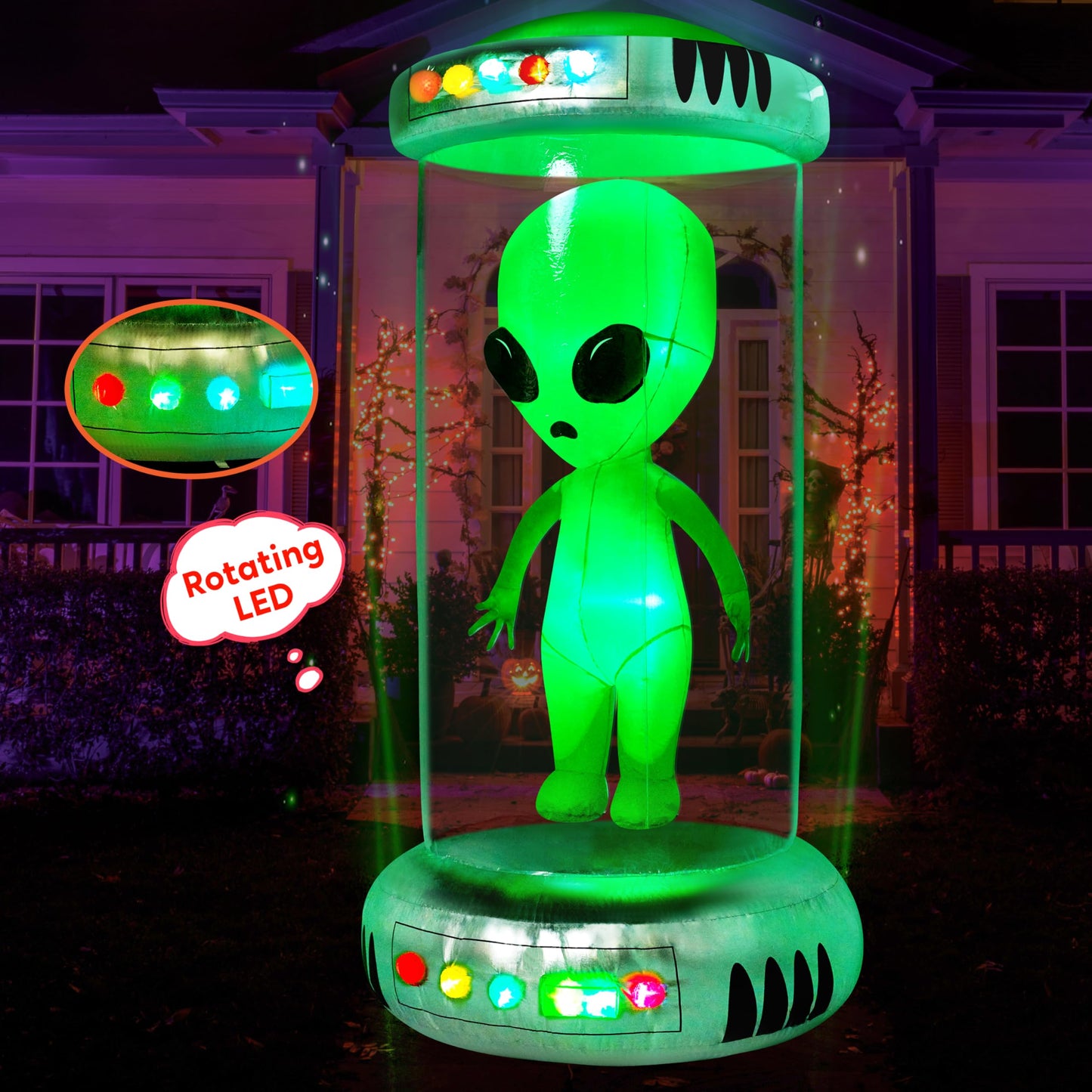7ft Alien Inflatable Halloween Decor Outdoor with Animated LEDs
