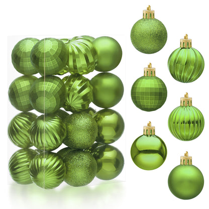 24 Pcs 1.6" Lime Green Christmas Balls Ornaments Set