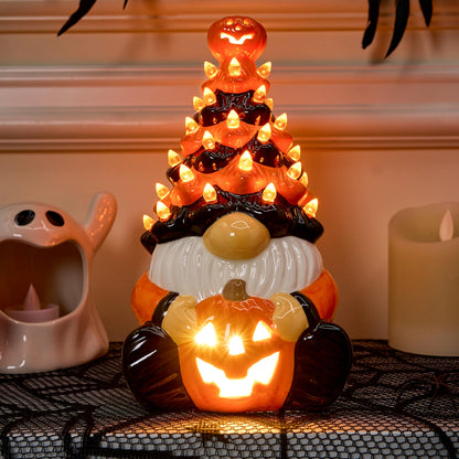 Halloween Decoration Pumpkin Gnome Ceramic Tree