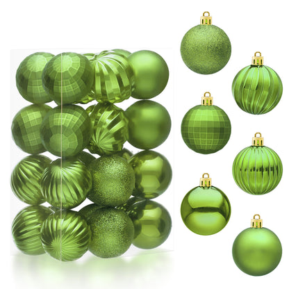 24 Pcs 2.36" Lime Green Christmas Balls Ornaments Set